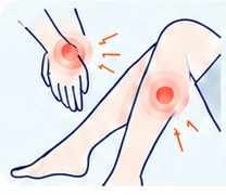 팔과 다리의 불편한 부위를 표시한 일러스트